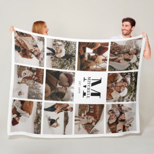 Moderne Foto Collage Mit Monogramm Keepake Fleecedecke