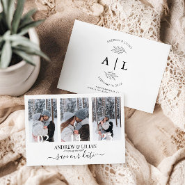 Moderne Foto Collage Monogram Minimalistisch Weddi Save The Date