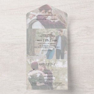 Moderne Foto Collage Overlay-Hochzeit All In One Einladung