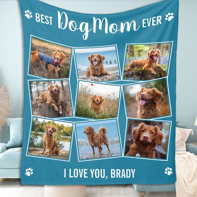 Moderne Foto Collage Pet Personalisiert Hunde Mama Fleecedecke (Von Creator hochgeladen)