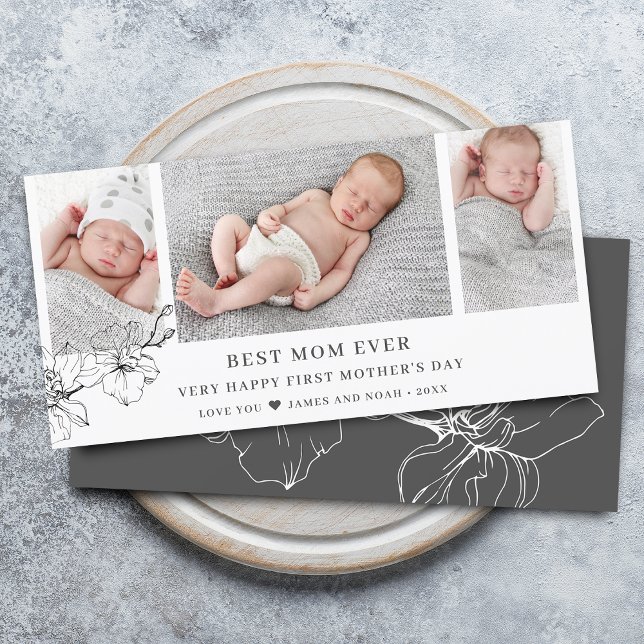 Moderne Foto Collage zum ersten Muttertag Feiertagskarte (Modern First Mother's Day Photo Collage Holiday Card)