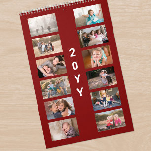Moderne Foto-Dunkelrote Abdeckung Kalender