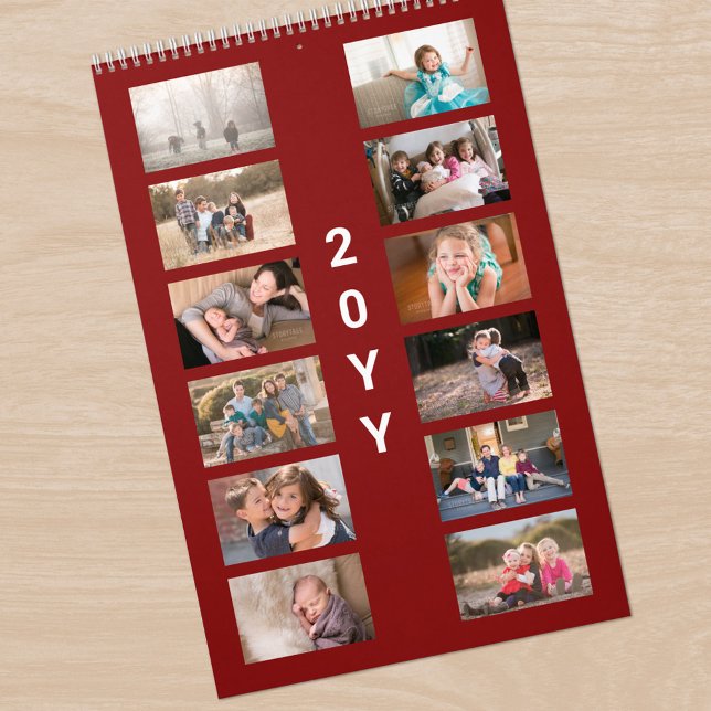 Moderne Foto-Dunkelrote Abdeckung Kalender (Modern Photo Dark Red Cover Calendar, front cover)