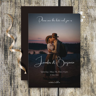 Moderne Foto Dunkle Minimal Hochzeit Save The Date
