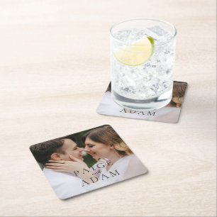 Moderne Foto-Editorial-Hochzeit Rechteckiger Pappuntersetzer
