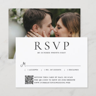 Moderne Foto-Editorial-QR-Code-Hochzeit RSVP Karte
