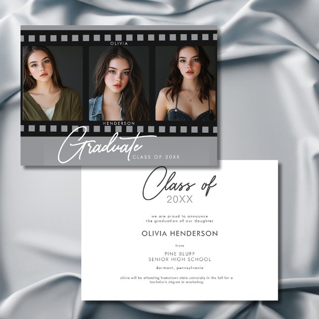 Moderne Foto Filmrahmen Abschluss Ankündigung (Modern Photo Film Frames Graduation Announcement)