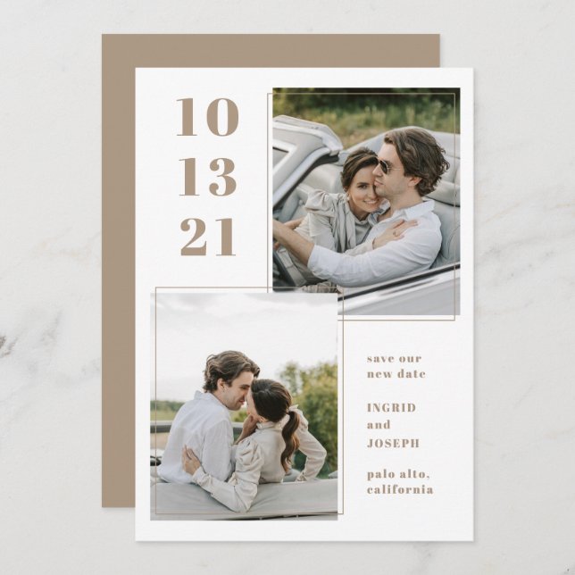 Moderne Foto-Frame-Save the Date-Karte Save The Date (Vorne/Hinten)