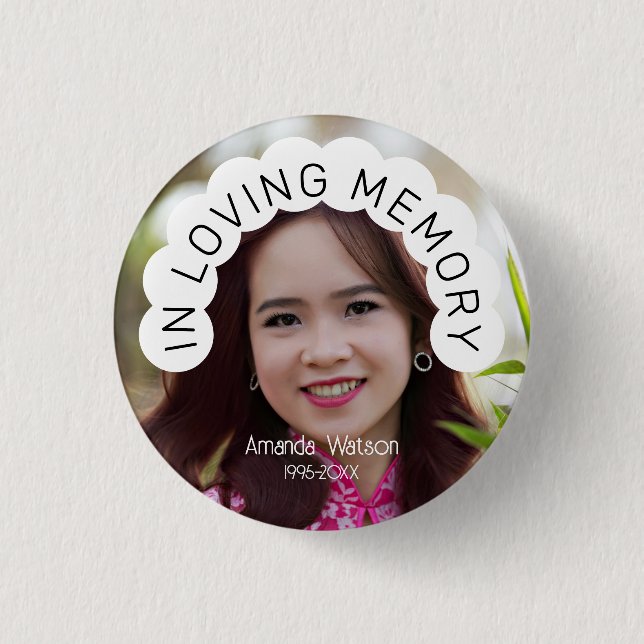 Moderne Foto Gedenkfeier Button (Vorderseite)
