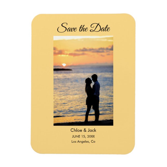 Moderne Foto Gelb Orange Save The Date Magnet (Vertikal)
