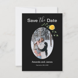 Moderne Foto-Gelbe Rose und Rebe Schwarz Save The Date