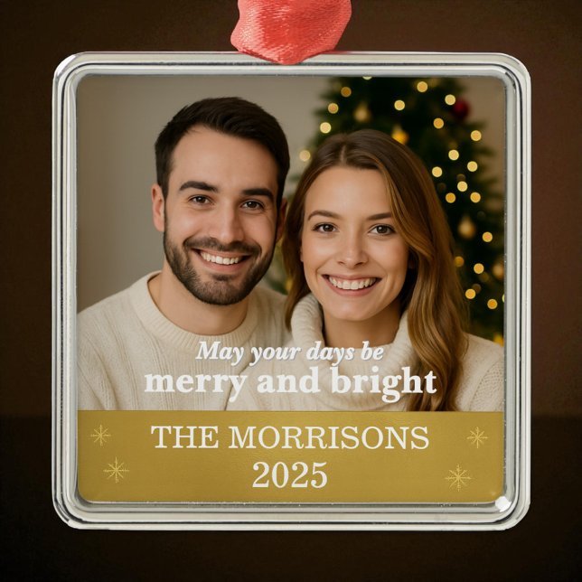 Moderne Foto Gold Fossil Snowflake Familie Ornament Aus Metall (Von Creator hochgeladen)