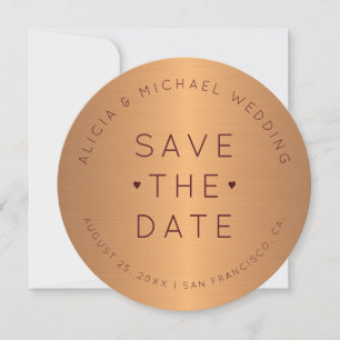 Moderne Foto goldene burgundy Hochzeit speichern d Save The Date