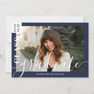 Moderne Foto Graduate Ankündigung 2022 Navy Blue