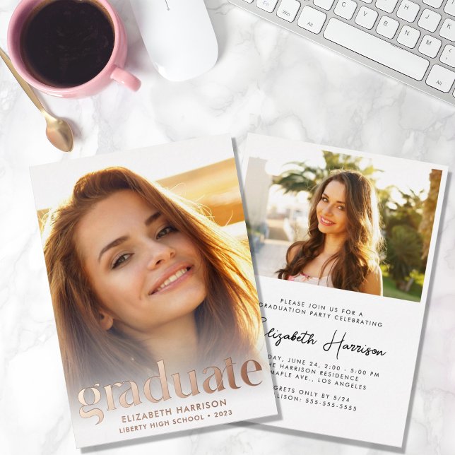 Moderne Foto Graduierungspartei Folieneinladung (Von Creator hochgeladen)