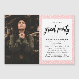 Moderne Foto-Graduierungspartei für Rosa Skript Magneteinladung