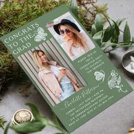 Moderne Foto-Graduierungspartei für Wasserkresse Einladung