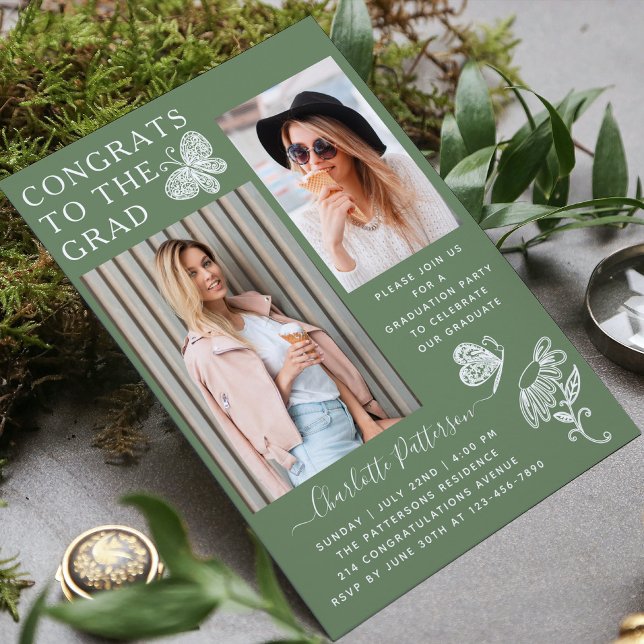 Moderne Foto-Graduierungspartei für Wasserkresse Einladung (Von Creator hochgeladen)