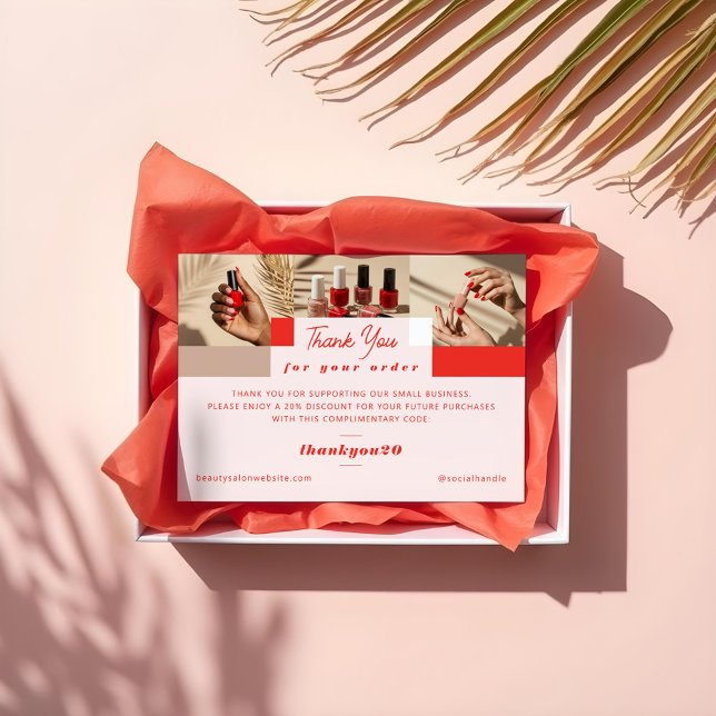 Moderne Foto Grid Nail Salon Bestellung Danke Kart (Modern Photo Grid Nail Salon Order Thank You Card)