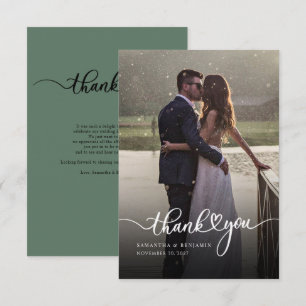 Moderne Foto-Handlettering-Hochzeit für Frischverm Dankeskarte