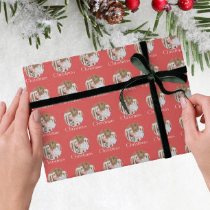 Moderne Foto Helle Rote Frohe Weihnachten  Geschenkpapier