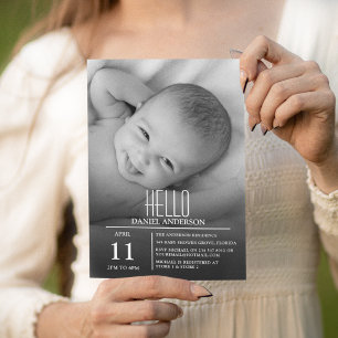 Moderne Foto-Hello-Baby   Sip And See-Party Einladung