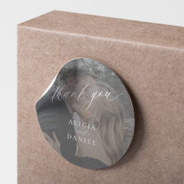 Moderne Foto Hochzeit danke Ihnen zu Gunsten Runder Aufkleber