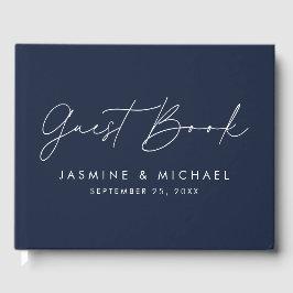 Moderne Foto-Hochzeit der Script-Marine Gästebuch