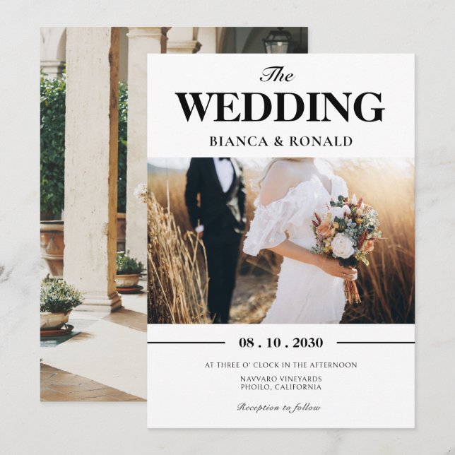 Moderne Foto-Hochzeit Einladung (Vorne/Hinten)