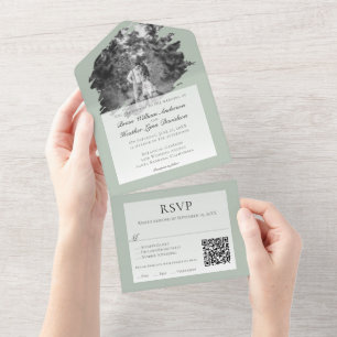 Moderne Foto-Hochzeit im Pinselstrich-Stil Salbe All In One Einladung