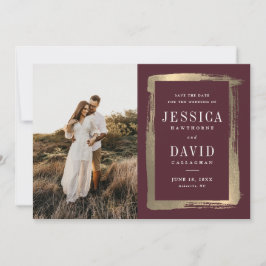 Moderne Foto-Hochzeit in Goldlackierung Save The Date