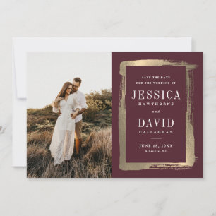 Moderne Foto-Hochzeit in Goldlackierung Save The Date