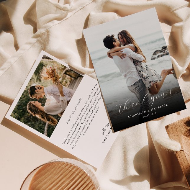 Moderne Foto-Hochzeit mit Handschrift Dankeskarte (Von Creator hochgeladen)