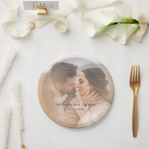 Moderne Foto-Hochzeit Pappteller