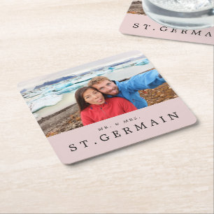 Moderne Foto-Hochzeit Personalisiertes Geschenk Rechteckiger Pappuntersetzer