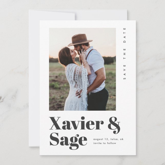 Moderne Foto Hochzeit Save The Date (Vorderseite)