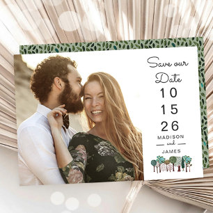 Moderne Foto-Hochzeit 'Save the Date' mit Baum-Ico Save The Date