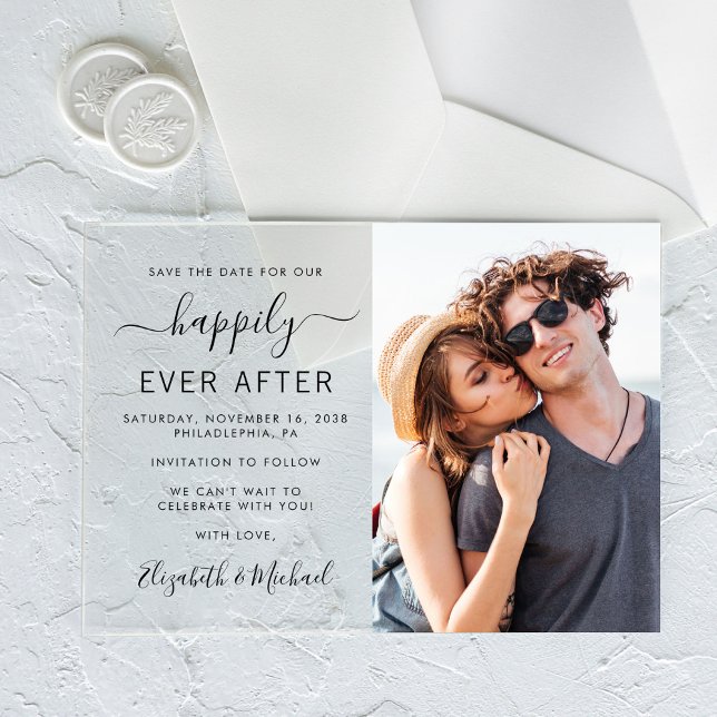 Moderne Foto-Hochzeit spart das Datum Acryleinladungen (Make your day unforgettable with stunning acrylic save the dates—modern, elegant, unique!)