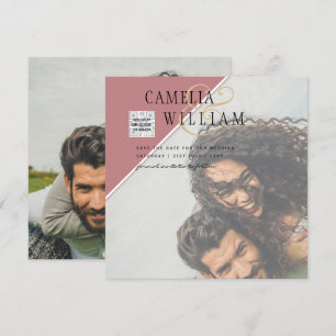 Moderne FOTO Hochzeits-Einladung QR CODE RSVP Dust