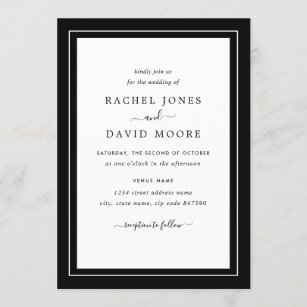 Moderne Foto-Hochzeits-Schwarzweiss-Einladung Einladung