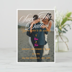 Moderne Foto-Hochzeitsankündigung zum Speichern de Einladung