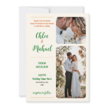 Moderne Foto Hochzeitseinladung mit QR-Code