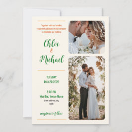 Moderne Foto Hochzeitseinladung mit QR-Code Einladung