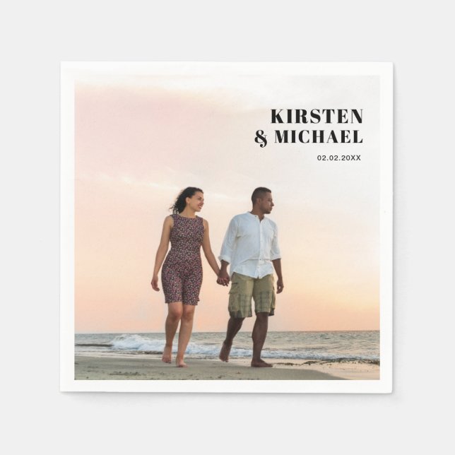 Moderne Foto Hochzeitskarte  Einladung Serviette (Vorderseite)