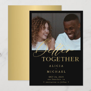 Moderne Foto Imitate Gold Drehbuch einfache Hochze Save The Date