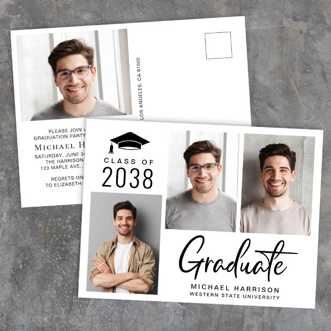Moderne Foto-Klasse 2025 Graduierungspartei Einladungspostkarte (Modern Photo Graduation Party Invitation Postcard)