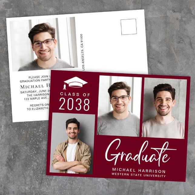 Moderne Foto-Klasse 2025 Graduierungspartei Einladungspostkarte (Modern Photo Graduation Party Invitation Postcard)