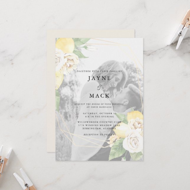 Moderne Foto Lemons Hochzeit Einladung (Vorderseite/Rückseite Beispiel)