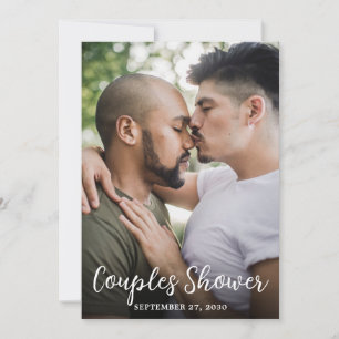 Moderne Foto-LGBTQ-Paare-Baby-Shower Einladung