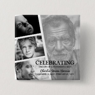 Moderne Foto Life Story Collage Beerdigung Button